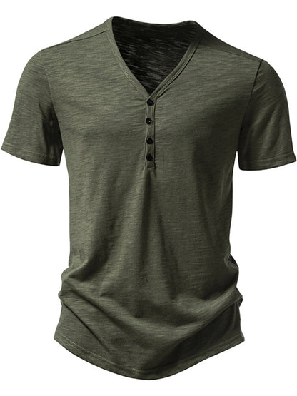 Men's Casual Button Detail T-Shirt