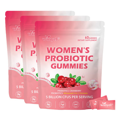 Cranberry Probiotic Gummies  Targets Body Odor, Women's Health, And PH Balance  Vegan 60 Gummies Per Pack