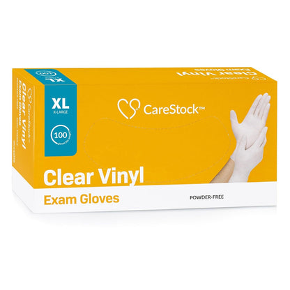 CareStock Vinyl Exam Gloves, Standard Cuff, Clear