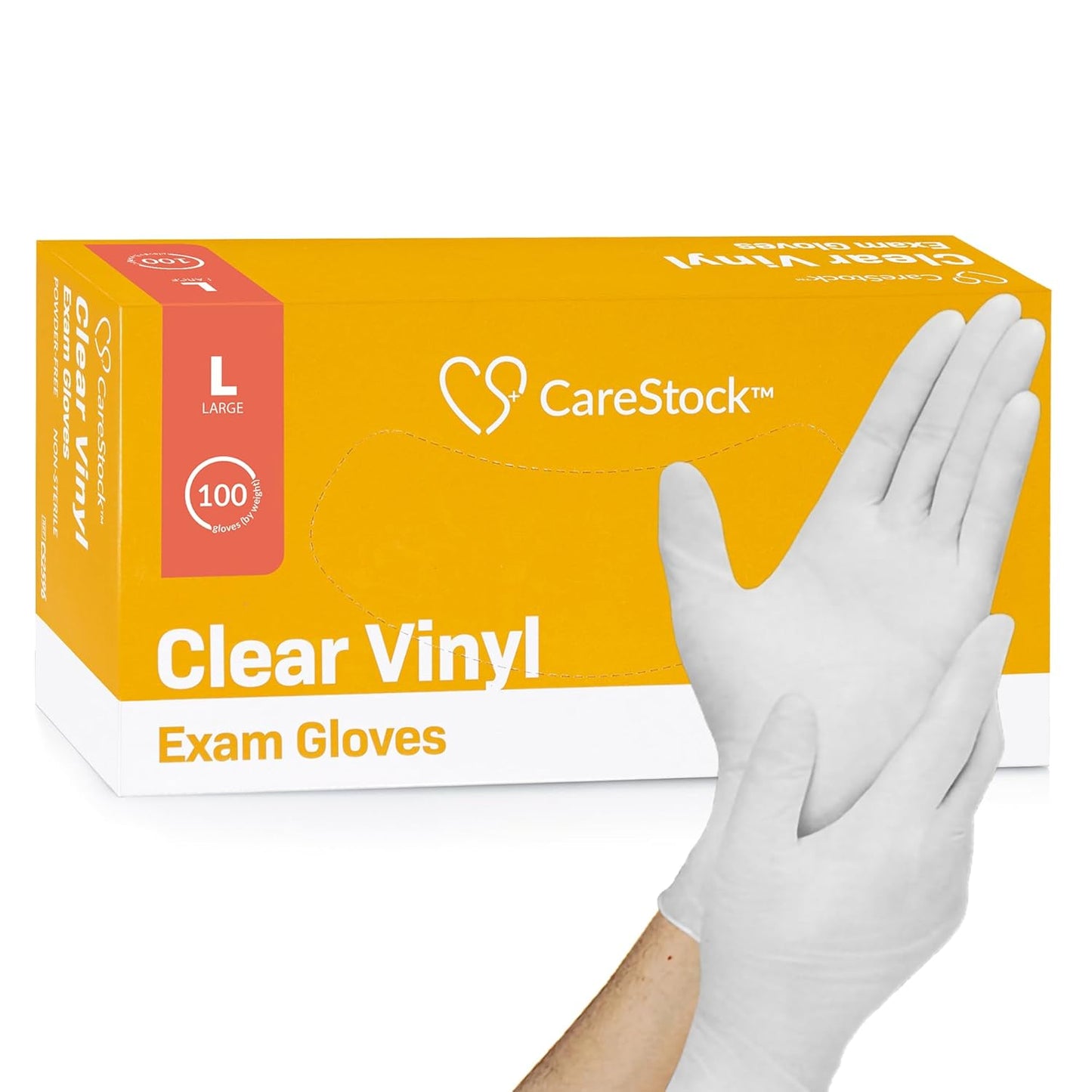 CareStock Vinyl Exam Gloves, Standard Cuff, Clear