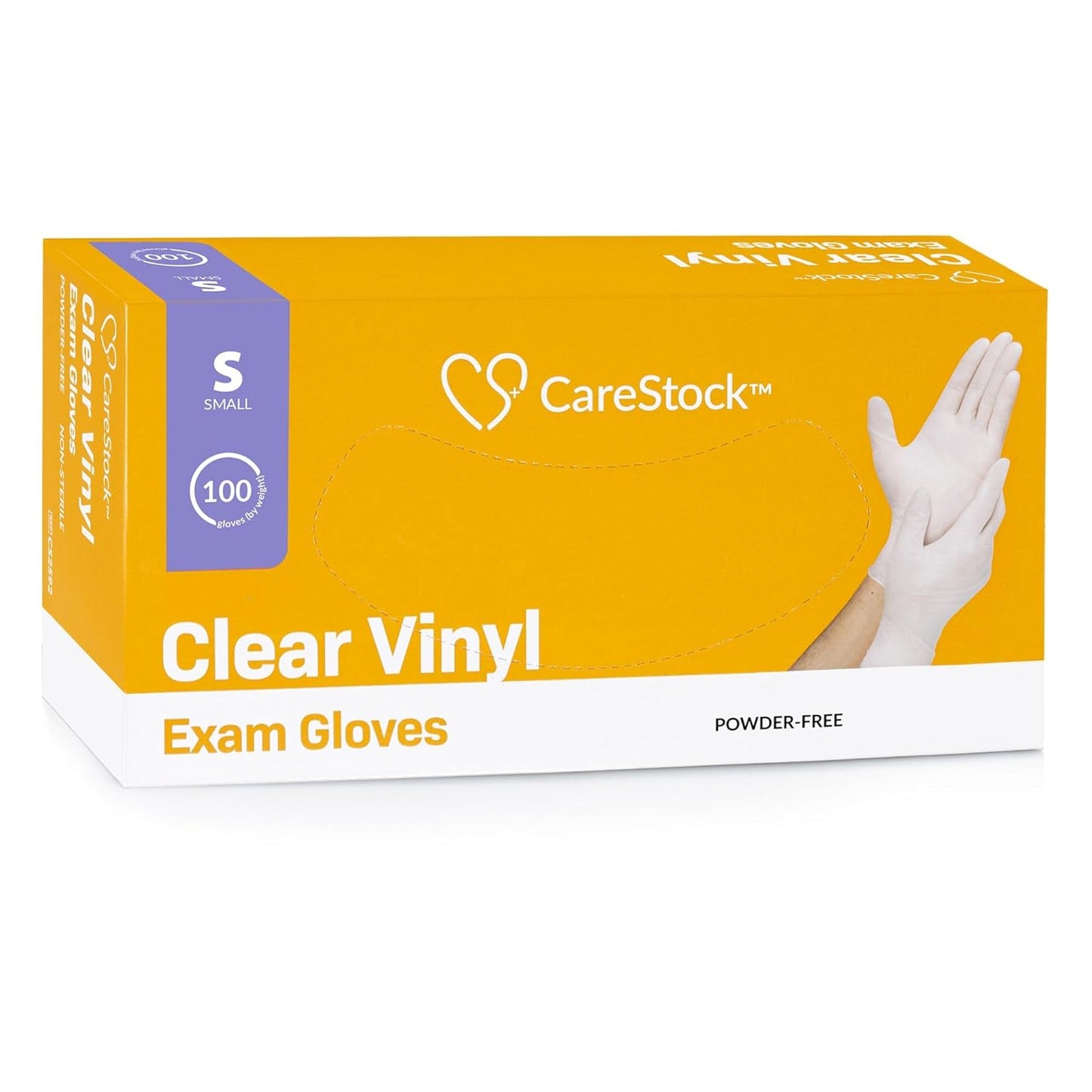 CareStock Vinyl Exam Gloves, Standard Cuff, Clear