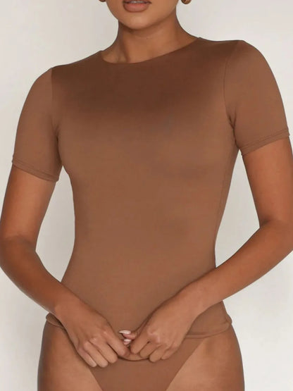 Round Neck Short Sleeve Swim Top
