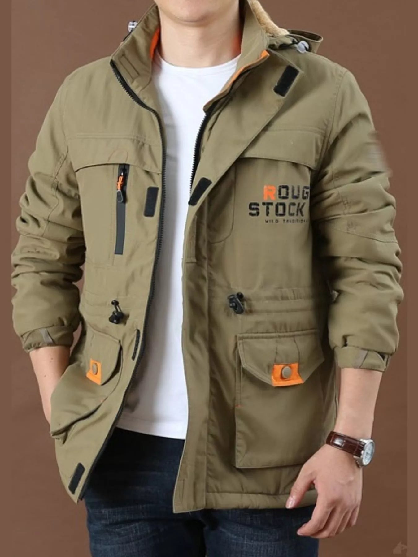 Men's Plus Size Warm Fleece Lined Hooded Jacket