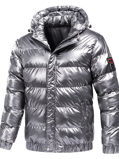 Men's Plus Size Zip Up Hooded Puffer Jacket