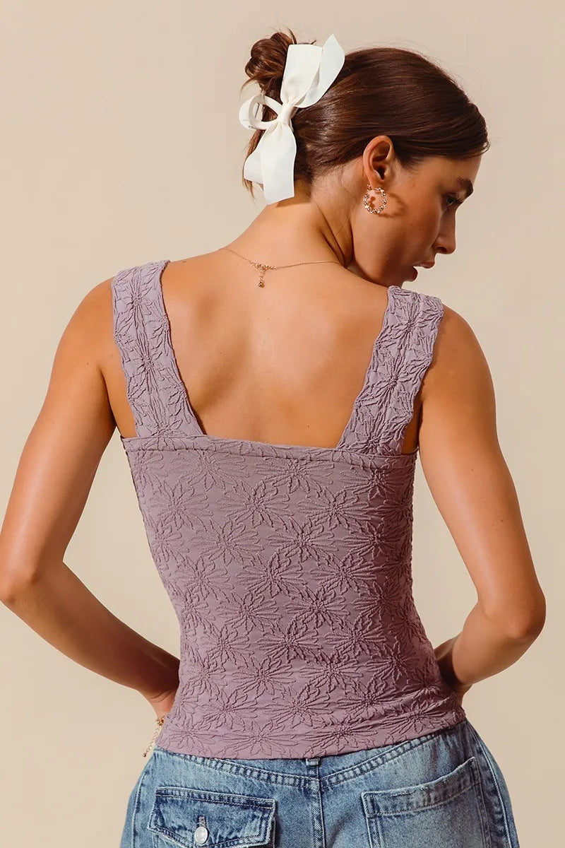 SO ME Floral Jacquard Seamless Tank Top