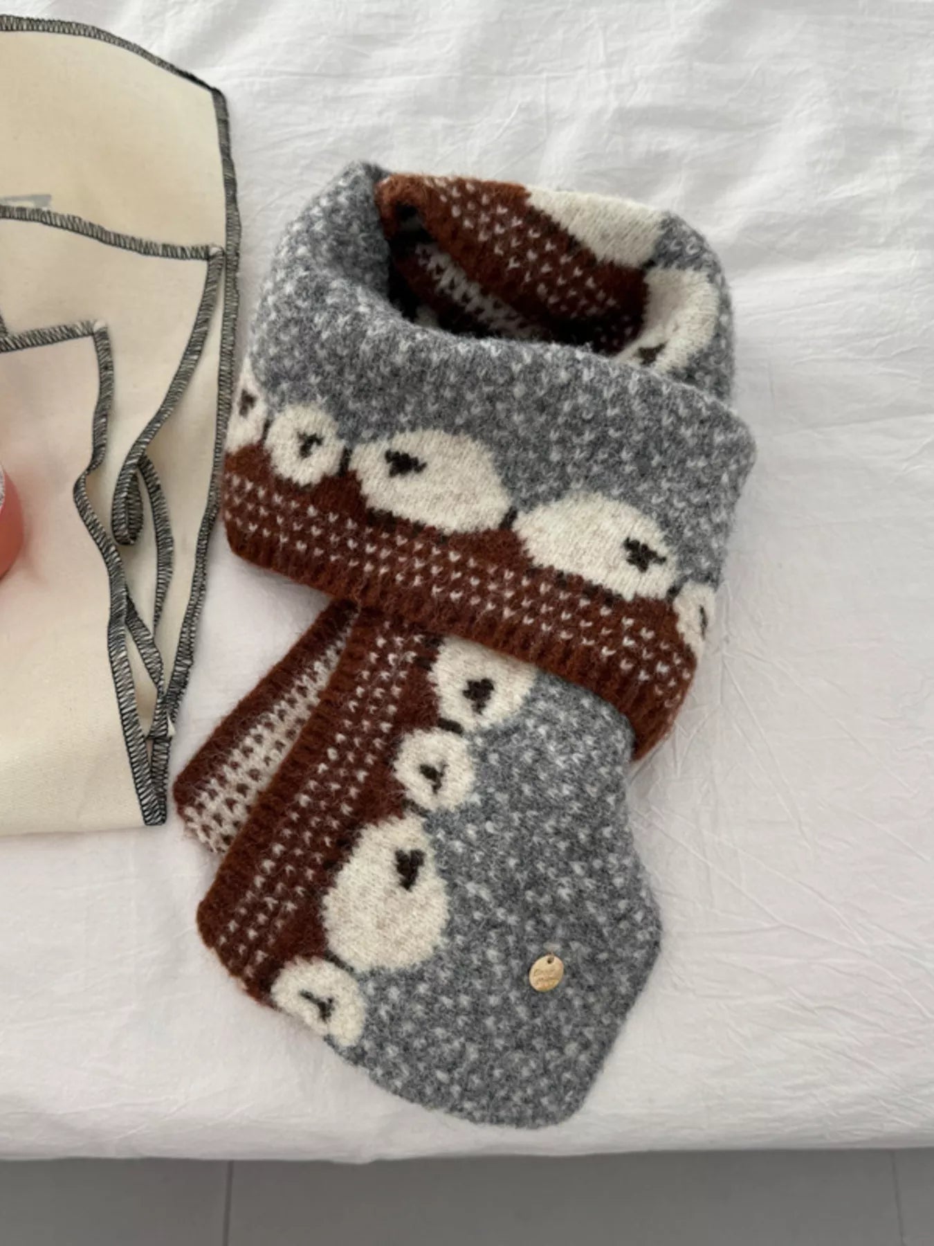Sheep Pattern Knitted Scarf
