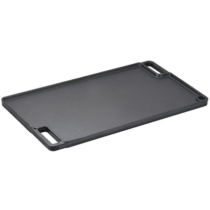 VEVOR Reversible Grill Griddle, Pre-Seasoned Cast Iron Griddle, Rectangular Double Burner Griddle Pan, Non-Stick Family Pan Cookware With Handles, Flat Top Plate For BBQ, Gas Grill, Black