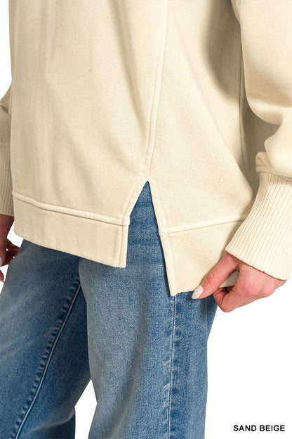 Zenana Pigment Dye Exposed-seam Fleece Sweatshirt
