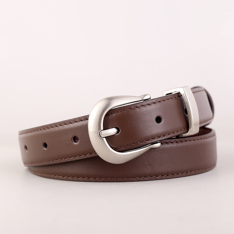 Classic Leather Belt with Silver Buckle