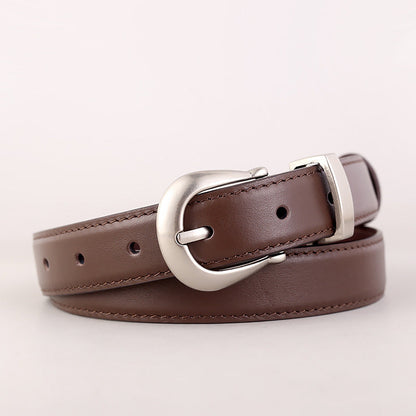 Classic Leather Belt with Silver Buckle