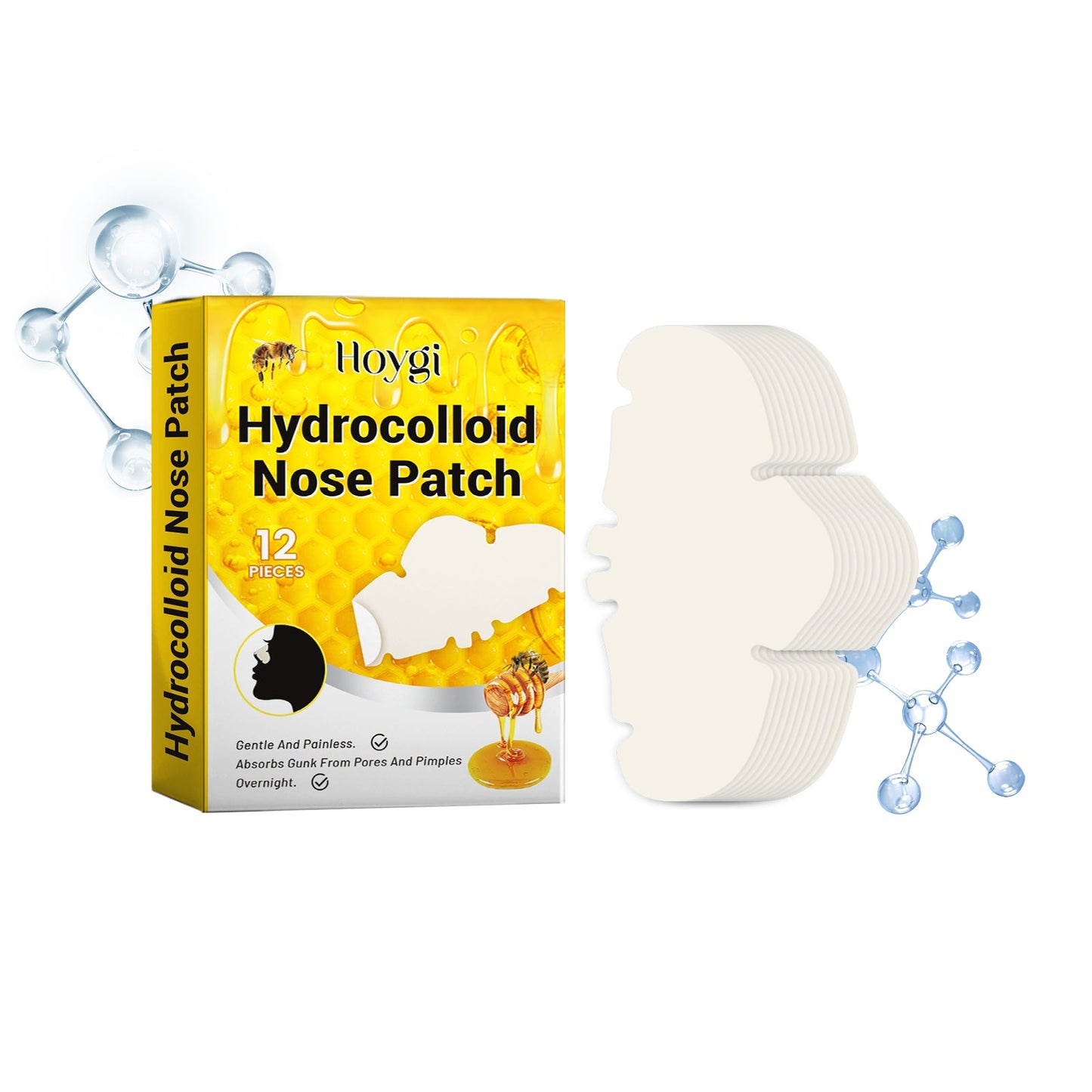Hoygi Hydrocolloid Nose Patch, Hydrocolloid Invisible Concealer To Remove Blackheads And Acne Facial Pore Cleaning Nose Patch