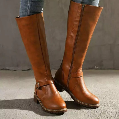 Round Toe Block Heels Boots