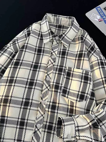 Men's Full Size Classic Plaid Button-Down Shirt Plus Size