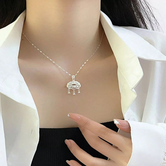 925 Sterling Silver Lock Pendant Necklace