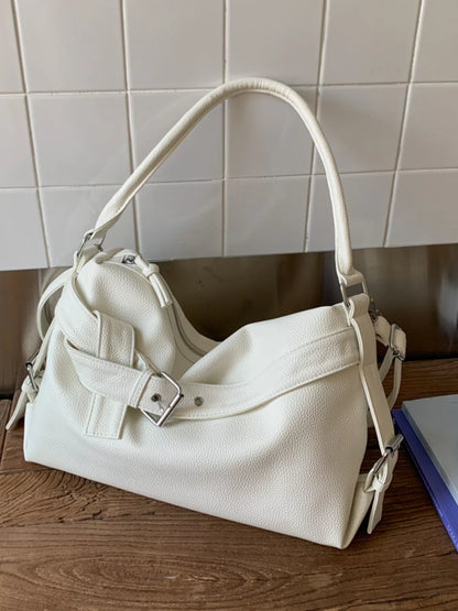 Decor Buckle Leather Shoulder Bag
