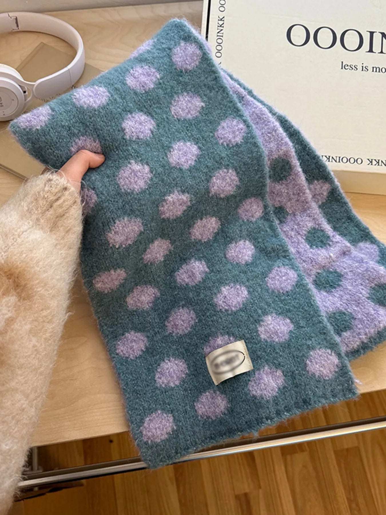 Polka Dot Knitted Scarf