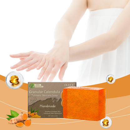 OUHOE Calendula Turmeric Skin Care Soap Gently Cleans Pores And Moisturizes And Nourishes Skin And Body Bath