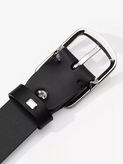 Classic Square Buckle Leather Belt