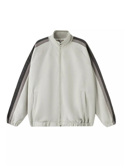 Men's Striped Shoulder Zip Up Jacket