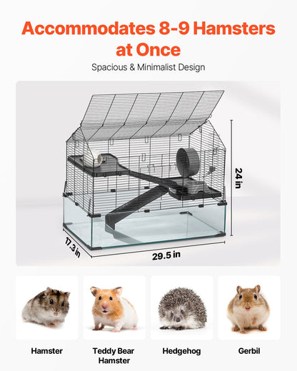 Wire Hamster Cage Habitat 29.5in Pet Rodent Gerbil Mice Small Animal House