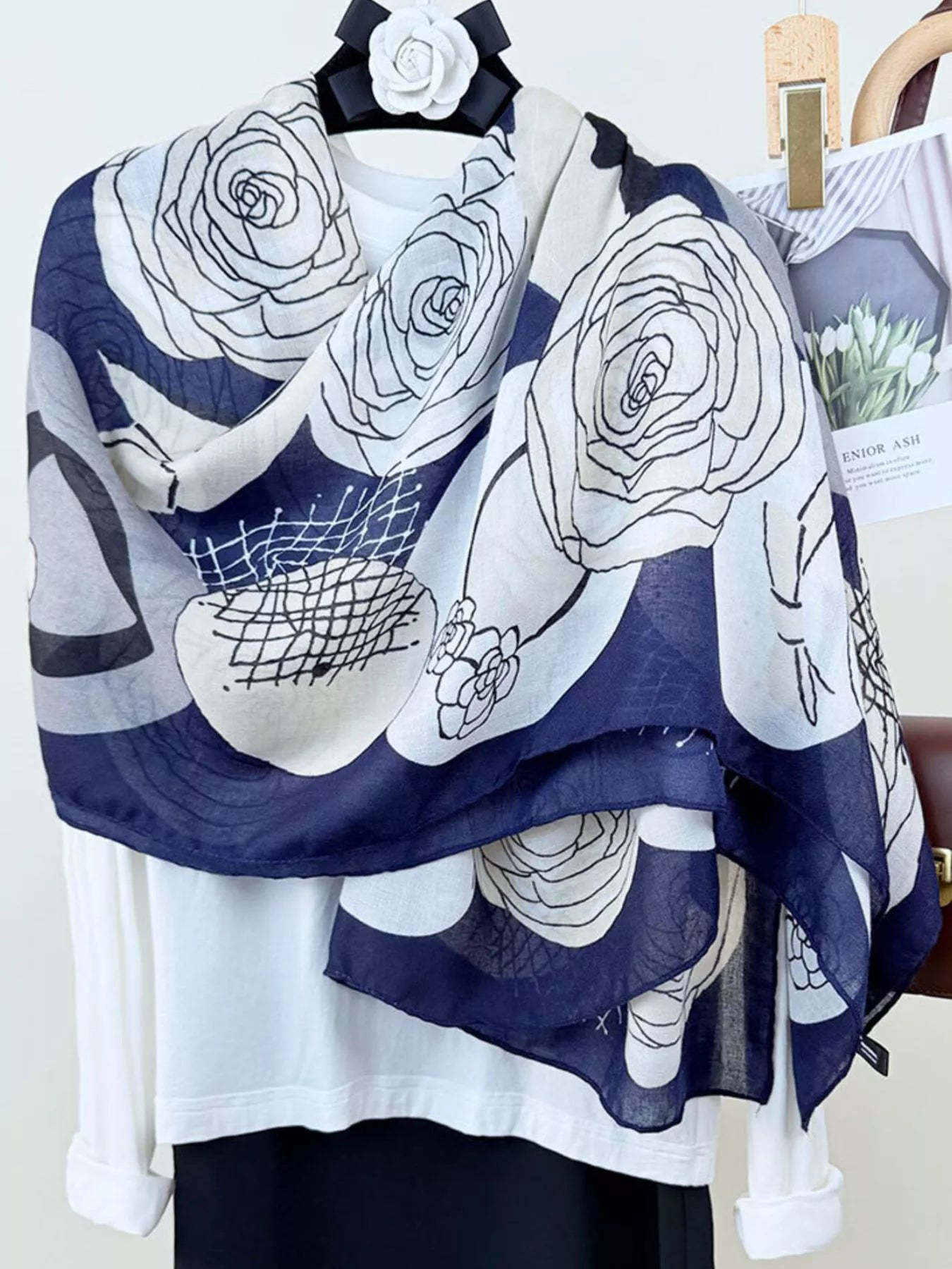 Flower Print Lightweight Scarf