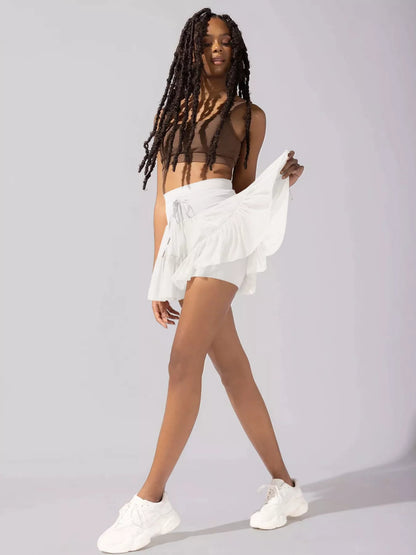 Tiered Skort with Drawstring