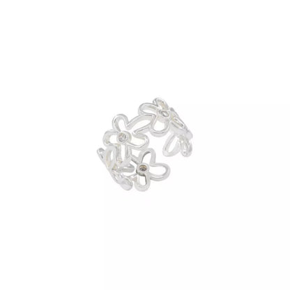 925 Sterling Silver Flower Open Ring
