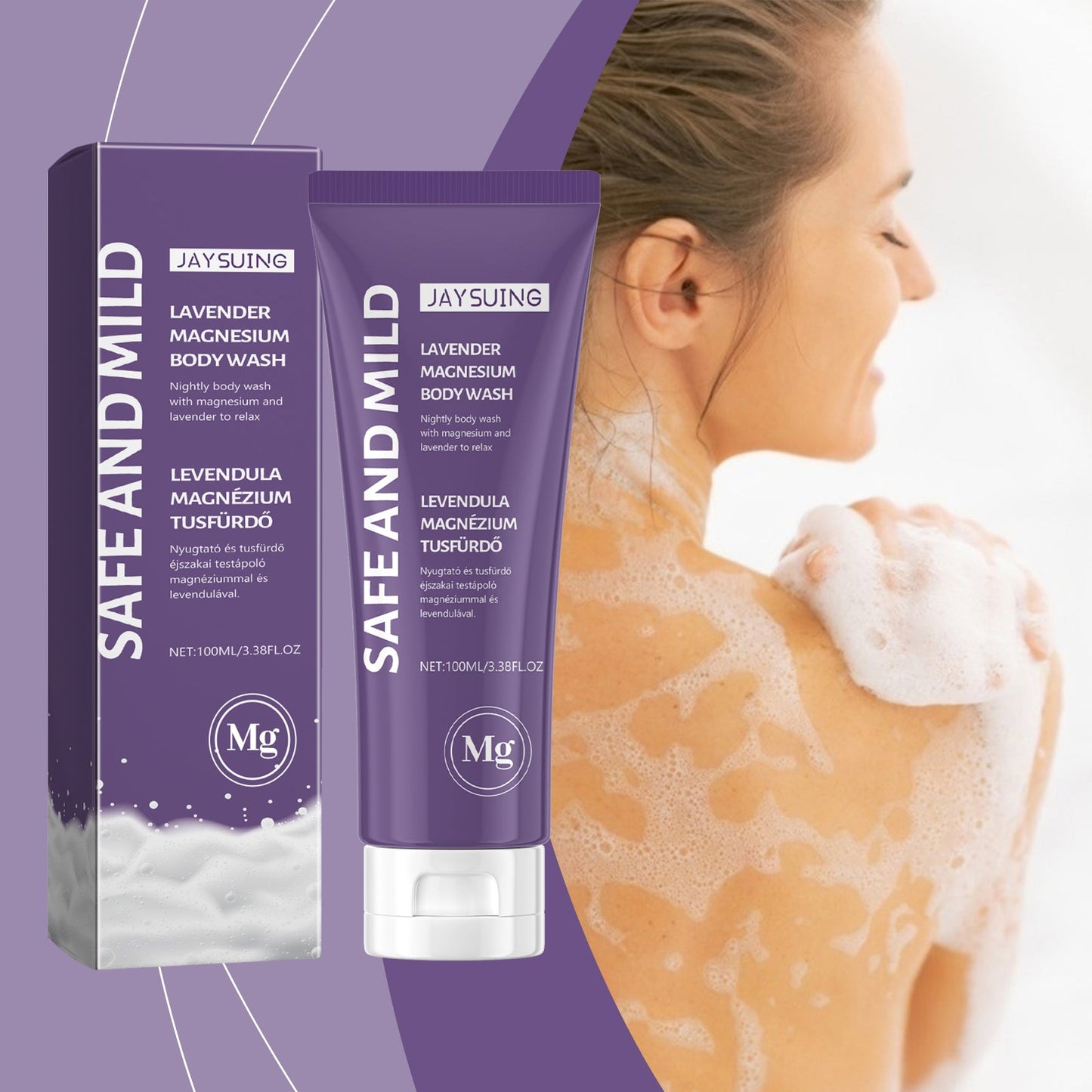 Jaysuing Lavender Magnesium Body Wash Gently Cleanses Exfoliating Moisturizing Moisturizing Long-Lasting Fragrance