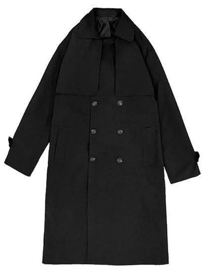 Men's Collared Neck Long Sleeve Double-Breasted Trench Coat