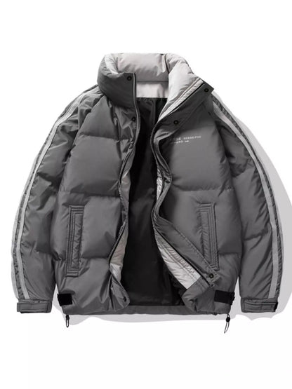 Men's Plus Size Striped Padded Puffer Jacket