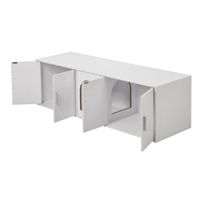 VEVOR Cat Litter Box Enclosure Wooden Litter Box Furniture Hidden  White