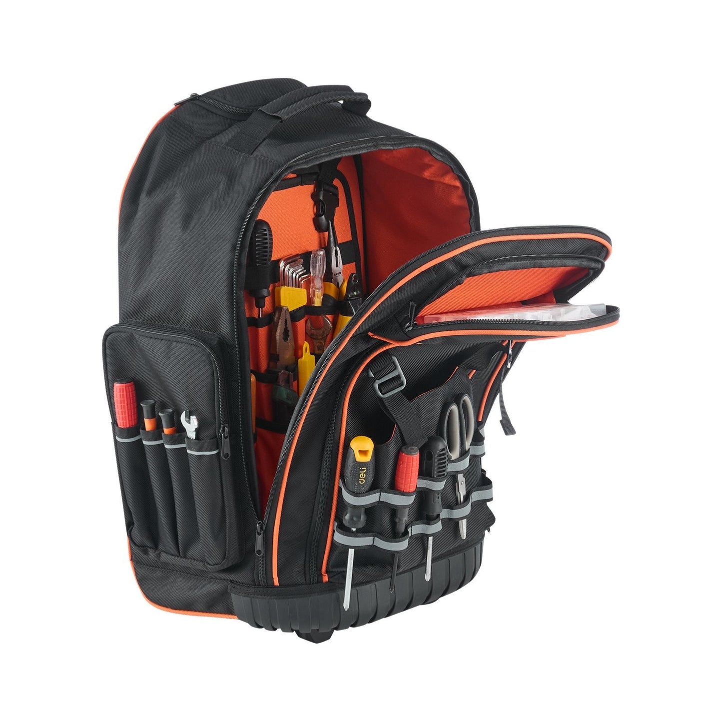 Rolling Tool Backpack, 110 Lbs Load Capacity, 72 Pockets Heavy Duty Roller Tool Bag On Wheels, Adjustable Telescoping Handle & Stable Base, Toolbag Organizers For Construction, Mechanic