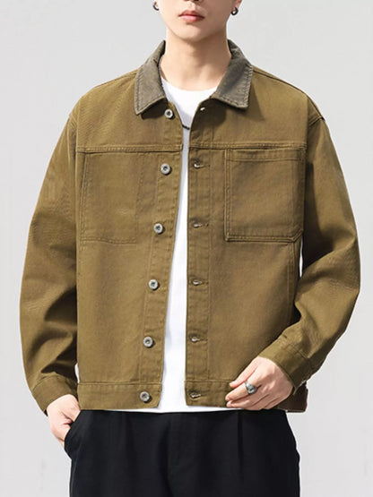 Men's Plus Size Two-Tone Collar Casual Jacket