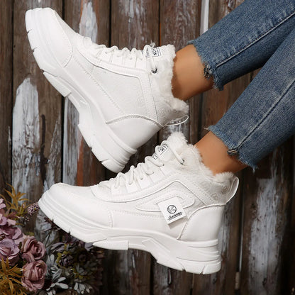 High-Top Platform Chunky Sneaker Boots with Lace-Up