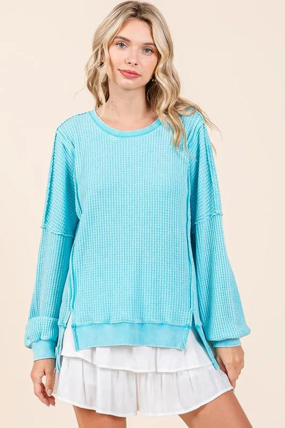 Mittoshop Mineral Wash Waffle Long Sleeve Sweatshirt