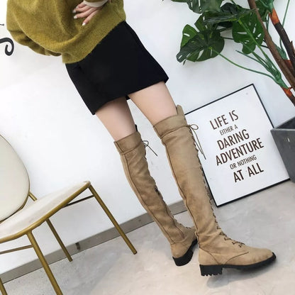 Lace-Up Over-the-Knee Boots