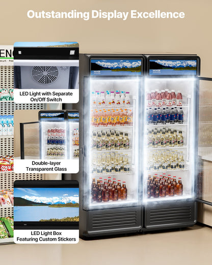 Commercial Merchandiser Refrigerator 6.9 CU.FT Glass Door Beverage Refrigerator