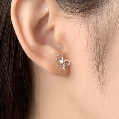 925 Sterling Silver Bow Earrings