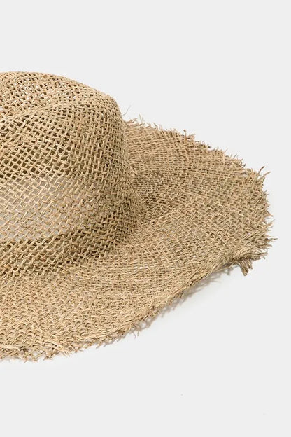 Fame Fringe Edge Straw Braided Western Fedora Hat