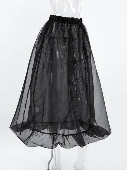 Elastic Waist Flowy Skirt