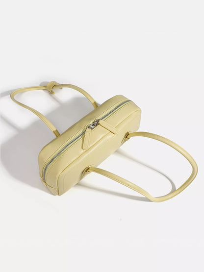 Solid Color Leather Shoulder Bag