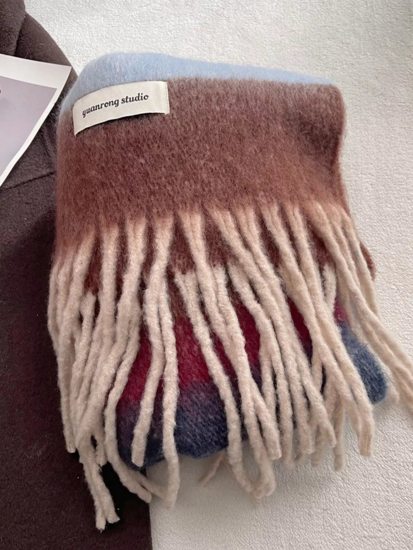 Soft Plaid Tassel Warm Scarf