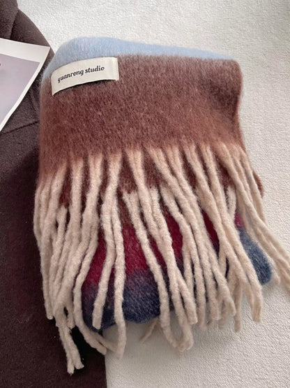 Soft Plaid Tassel Warm Scarf