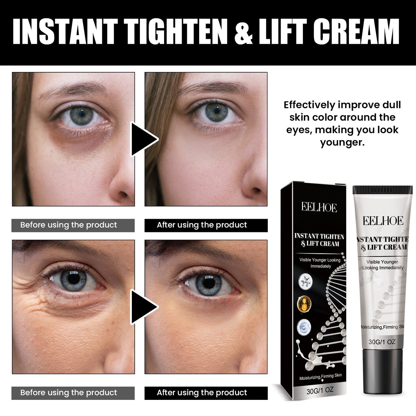 EELHOE Instant Tighten & Lift Cream, Hydrating, Moisturizing, Brightening, Firming, And Moisturizing Facial Skin
