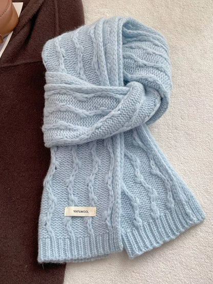 Wool Cozy Cable Knit Scarf