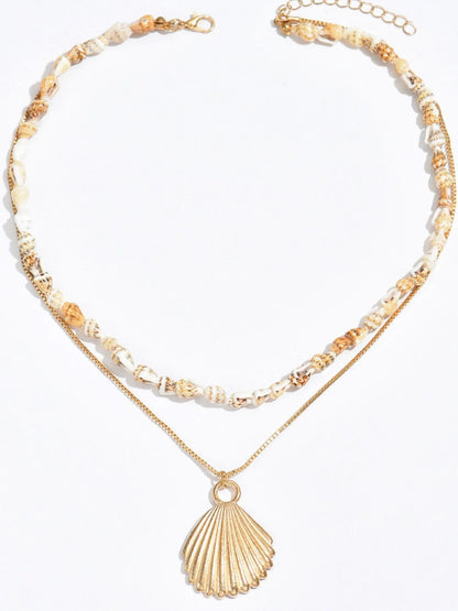 18K Gold-Plated Shell Layered Shell Pendant Necklace