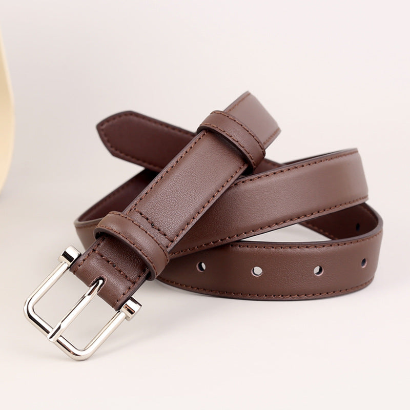 Silver Buckle Leather Belt