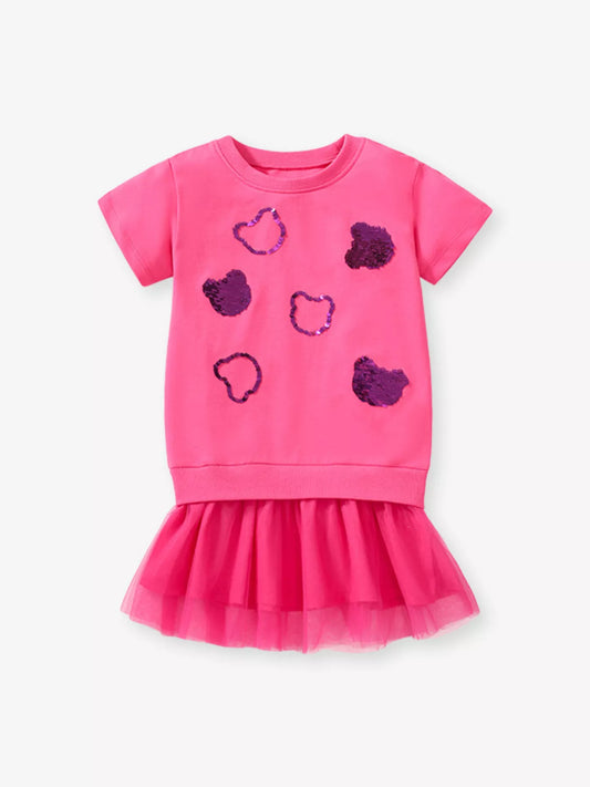 Children's Sequin Embellished Tulle Layered Dress