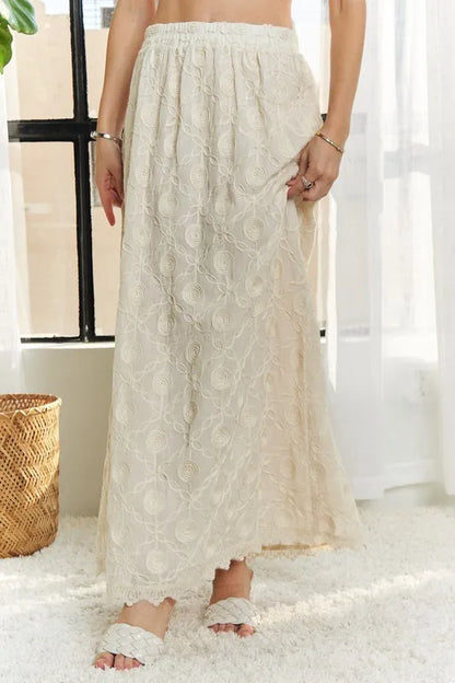 ADORA Elastic Waist Applique Maxi Skirt