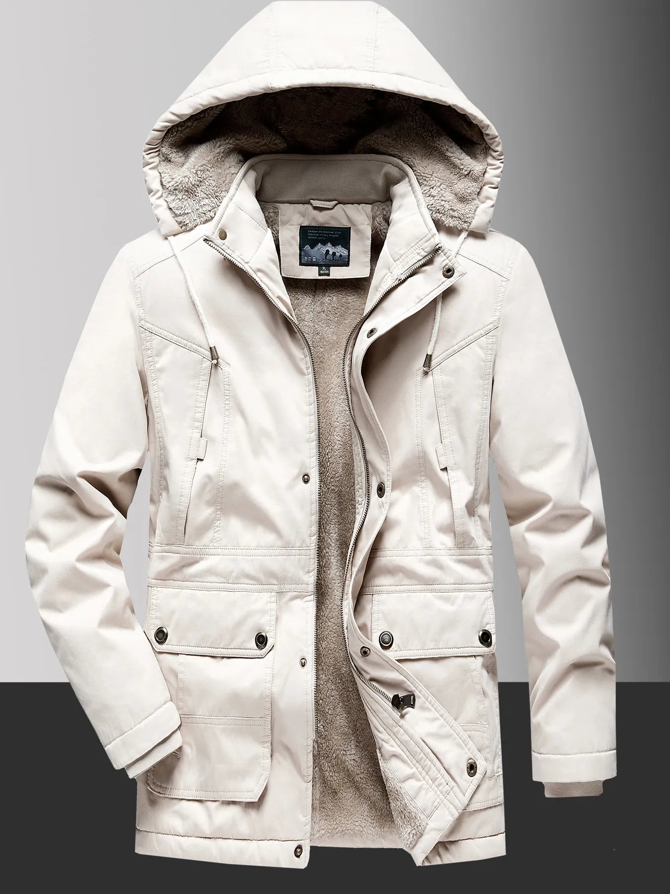 Men's Plus Size Fleece Lined Hooded Winter Coat